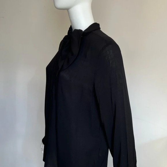 Ya Ya Womens Draped Bow Neck Long Sleeve Top Blouse Black Size US6 / S NWT - Picture 2 of 12